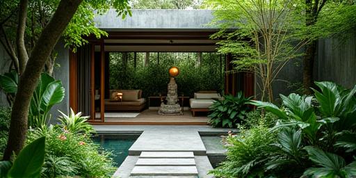 A modern tropical garden in a Bukit Timah residence